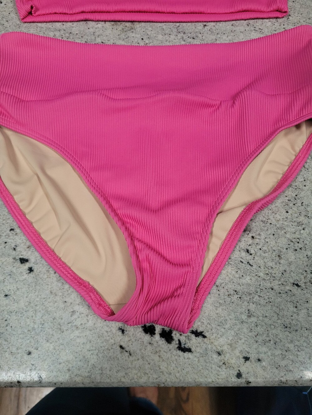 Lands’ End Pink Tugless Ribbed Midkini and High Waisted Bottom Swim Set Large - Picture 2 of 11